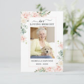Sympathie Pink Floral Funeral Foto Bedankkaart (Staand voorkant)