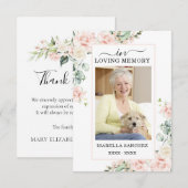 Sympathie Pink Floral Funeral Foto Bedankkaart (Voorkant / Achterkant)