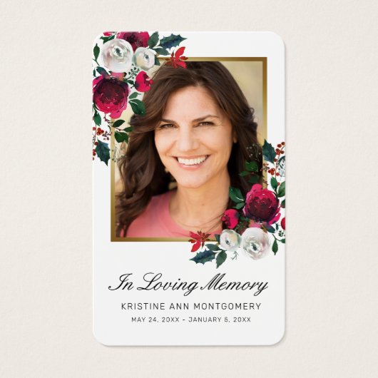 Sympathie Red Rose Black Script Foto Prayer Kaart (Voorkant)