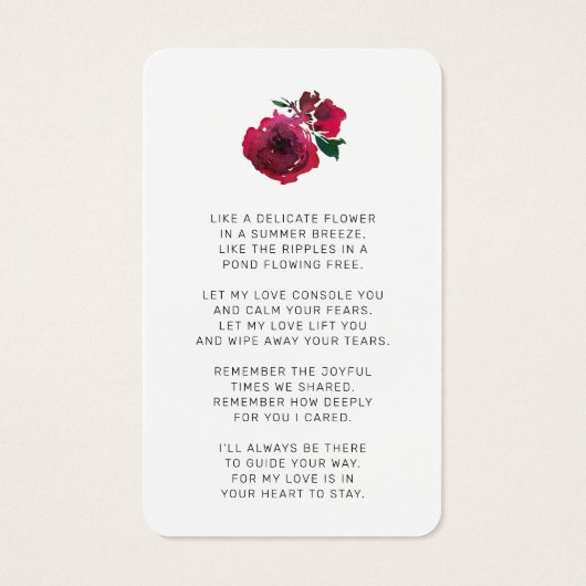 Sympathie Red Rose Black Script Foto Prayer Kaart (Achterkant)