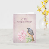 Sympathie Robin over Peony Dank u Kaart (Gele Bloem)