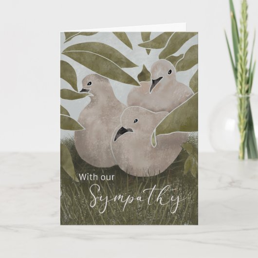 Sympathie Rouwende Duiven in Nest Kaart (Voorkant)