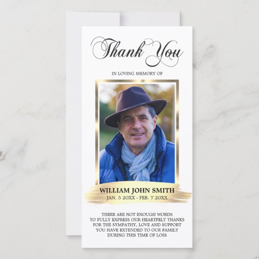 Sympathie Rouwherdenking Witte BEDANKT Foto (Voorkant)