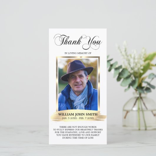 Sympathie Rouwherdenking Witte BEDANKT Foto (Staand voorkant)