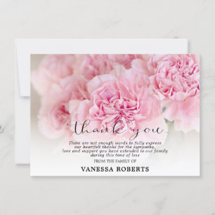Sympathie Roze anjers DANK U   FOTO Bedankkaart