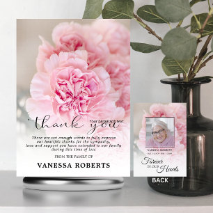 Sympathie Roze anjers DANK U   FOTO Bedankkaart