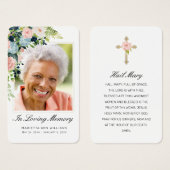 Sympathie Roze Blauw Roos Floral Foto Prayer Kaart (Voorkant /achterkant)