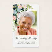 Sympathie Roze Blauw Roos Floral Foto Prayer Kaart (Voorkant)