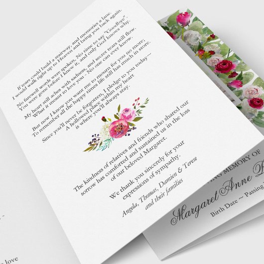 Sympathie Roze Bloemen Begrafenis Dank u Kaarten