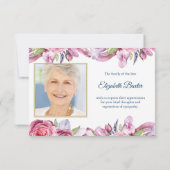 Sympathie Roze Bloemenfoto Begrafenis Dank u kaart (Achterkant)