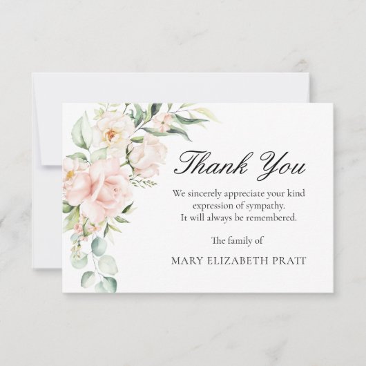 Sympathie Roze Floral begrafenis Bedankkaart (Voorkant)