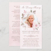 Sympathie Roze Floral Foto Funeral Prayer (Voorkant / Achterkant)