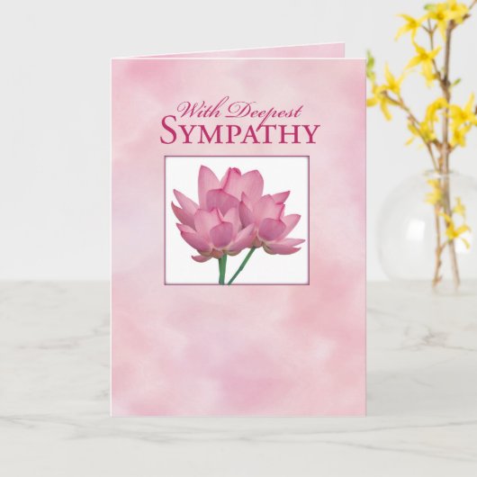 Sympathie Roze Lotus Flower Kaart (Gele Bloem)