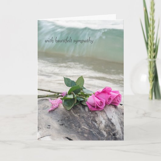 sympathie roze roze roodroos op driftwood kaart (Voorkant)