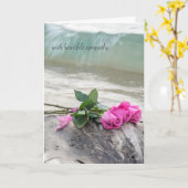 sympathie roze roze roodroos op driftwood kaart (Gele Bloem)