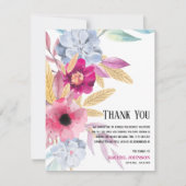 Sympathie Roze Waterverf Floral begrafenis Bedankkaart (Voorkant)