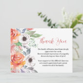 Sympathie Rozen Bloemenbegrafenis dood dank u Kaart (Staand voorkant)