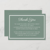 Sympathie Sage Groen Eenvoudige Begrafenis Dank u Kaart (Voorkant / Achterkant)