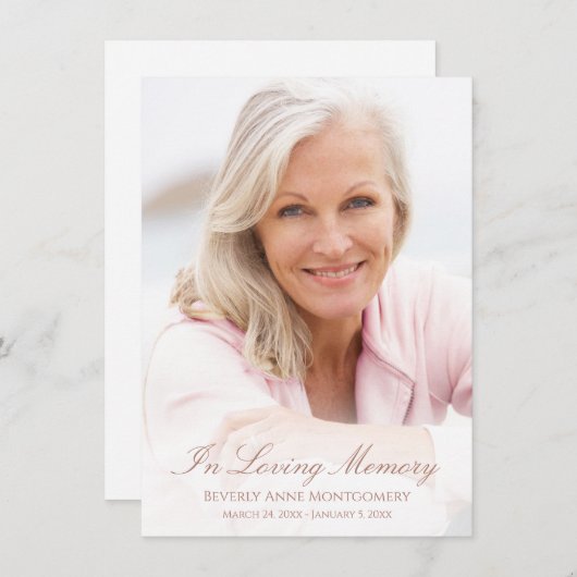 Sympathie Simple Gold Script Photo Funeral Bedankkaart (Voorkant / Achterkant)