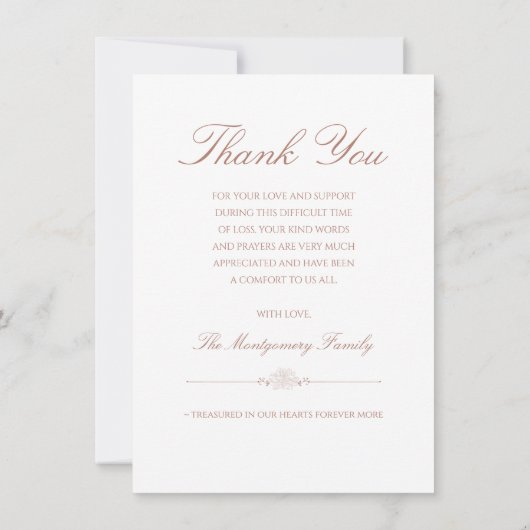 Sympathie Simple Gold Script Photo Funeral Bedankkaart (Achterkant)
