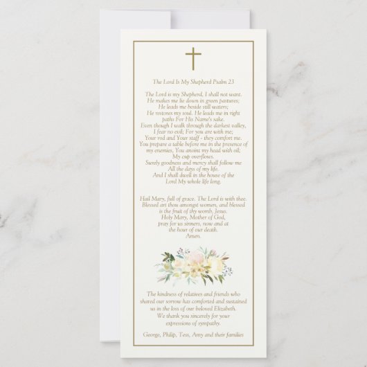 Sympathie St Ann & Mary Uitvaart Dank u kaart (Achterkant)