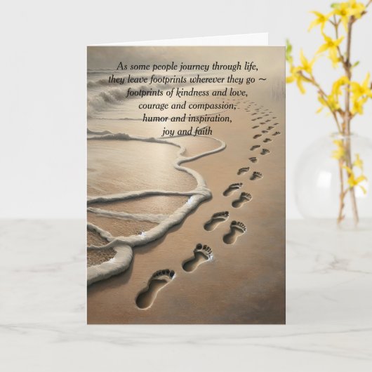 Sympathie Strand Voetafdrukken Kaart (Gele Bloem)