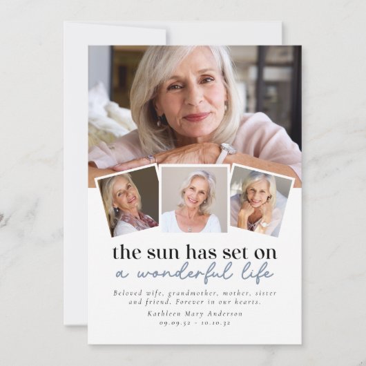 Sympathie Sun heeft Citate Photo Funeral ingesteld Bedankkaart (Voorkant)