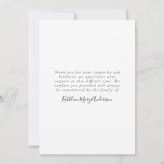 Sympathie Sun heeft Citate Photo Funeral ingesteld Bedankkaart (Achterkant)