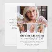 Sympathie Sun heeft Citate Photo Funeral ingesteld Bedankkaart (Voorkant / Achterkant)