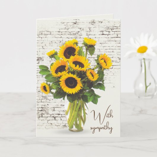Sympathie Sunflower Bouquet op Brick Kaart (Kleine Plant)