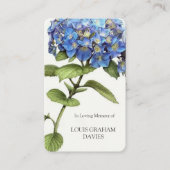 Sympathie Uitvaart Blue Hydrangea Gebed Kaarten Visitekaartje (Voorkant)