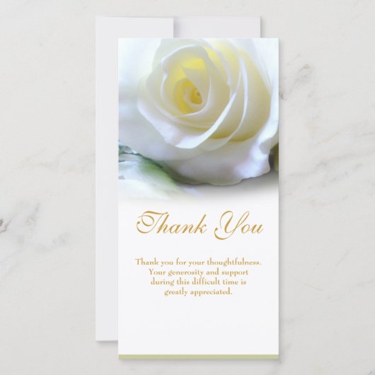 Sympathie Uitvaart Dank u Floral White Rose Bedankkaart (Voorkant)