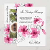 Sympathie Uitvaart DANK U Lily Floral FOTO Bedankkaart (Voorkant / Achterkant)