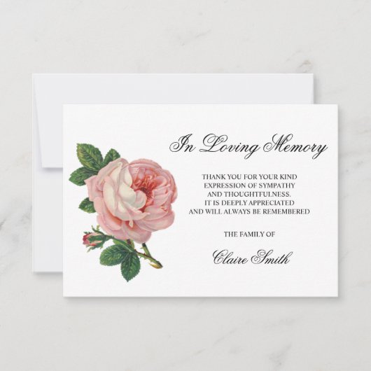 Sympathie Uitvaart DANK U  Roos Bloemen Bedankkaart (Voorkant)