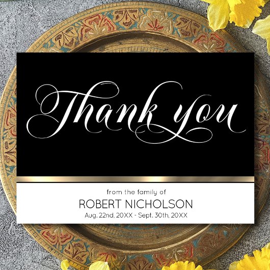 Sympathie Uitvaart Herdenking Bedankt Goud Zwart