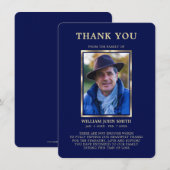 Sympathie Uitvaartgeheugen DANK U Foto Navy Blue Bedankkaart (Voorkant / Achterkant)