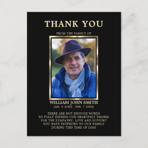 Sympathie Uitvaartgeheugen DANK U Foto Zwart Briefkaart