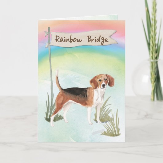 Sympathie van Beagle Pet voor regenboogbrug Kaart (Voorkant)
