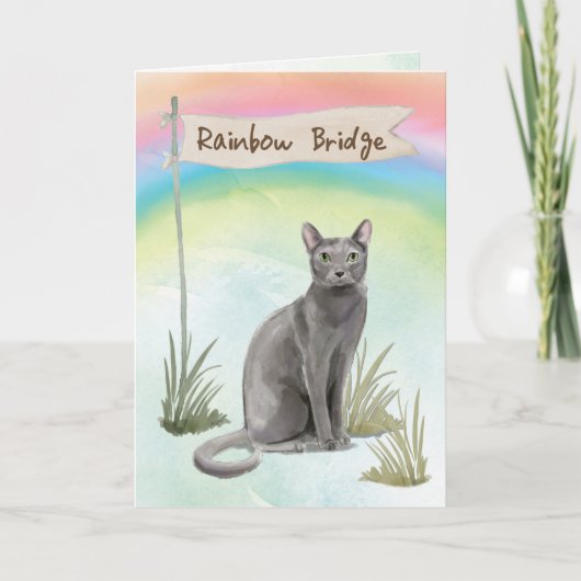 Sympathie van blauw Russisch kat-et voor regenboog Kaart (Voorkant)