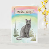 Sympathie van blauw Russisch kat-et voor regenboog Kaart (Gele Bloem)