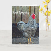 Sympathie van Chicken Black en White Rooster Kaart (Gele Bloem)