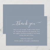 Sympathie van de minimalist Dusty Blue Funeral Ber Bedankkaart (Voorkant / Achterkant)