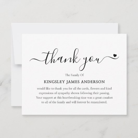 Sympathie van de minimalistische Funeral Bereaveme Bedankkaart (Voorkant)
