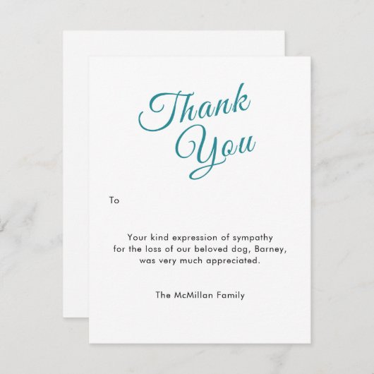 Sympathie van de patiënt Hartelijk dank voor uw re Bedankkaart (Voorkant / Achterkant)