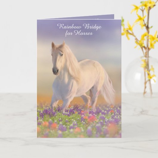 Sympathie van gedicht regenboogbrug voor paarden kaart (Gele Bloem)