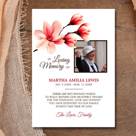 Sympathie van het geheugen Floral bedankt u | FOTO