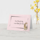 Sympathie van konijnenhuisdieren op roze kaart (Gele Bloem)