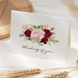 Sympathie van Pink en Marsala Floral Bouquet Kaart