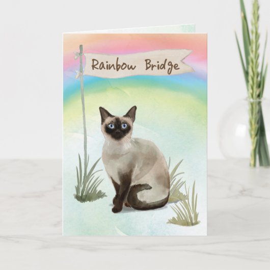 Sympathie van Siamese kat Pet voor regenboogbrug Kaart (Voorkant)