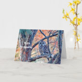 Sympathie van Wildlife Barred Owl Kaart (Gele Bloem)